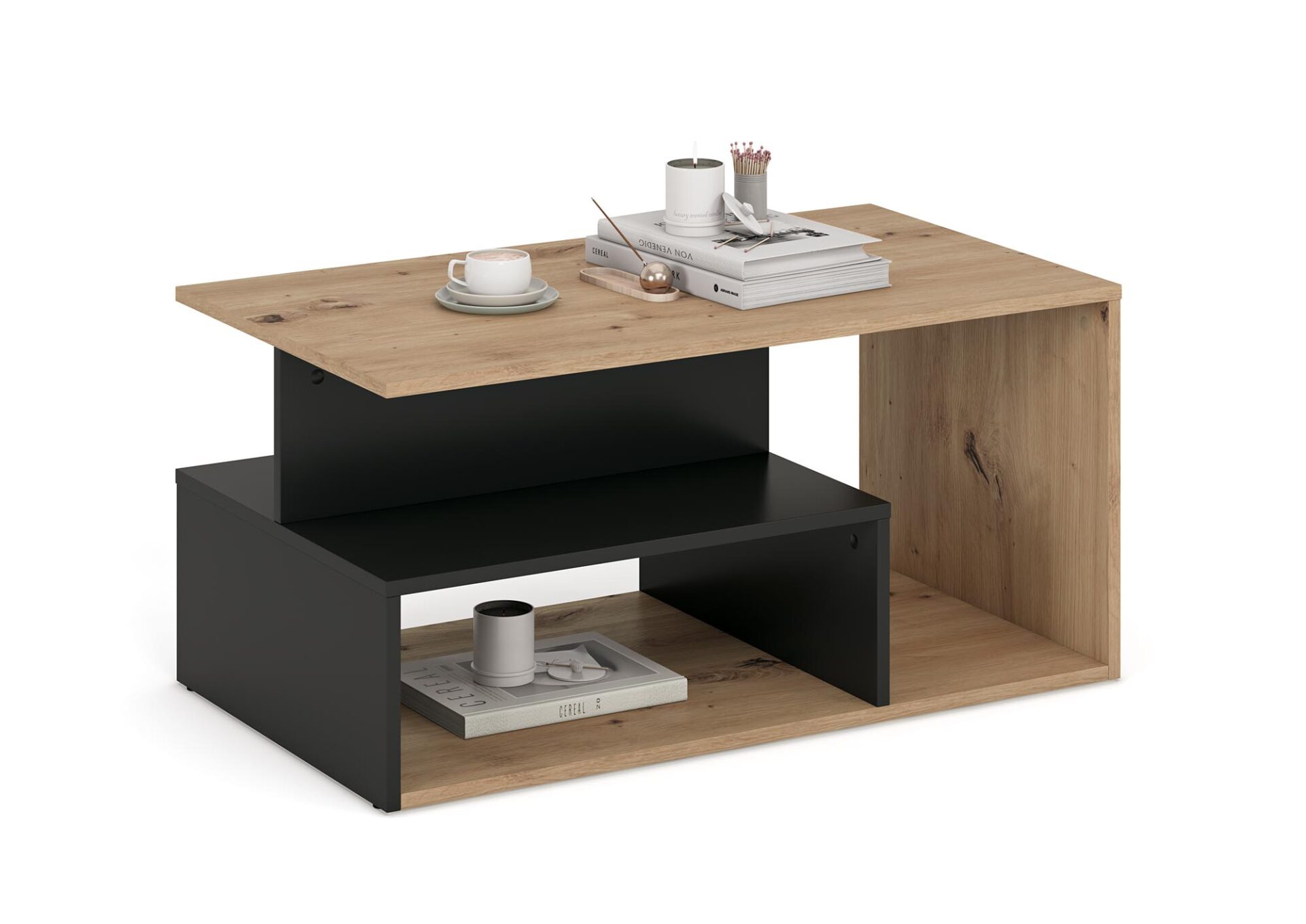 IVA staliukas, ąžuolo spalvos / juodas