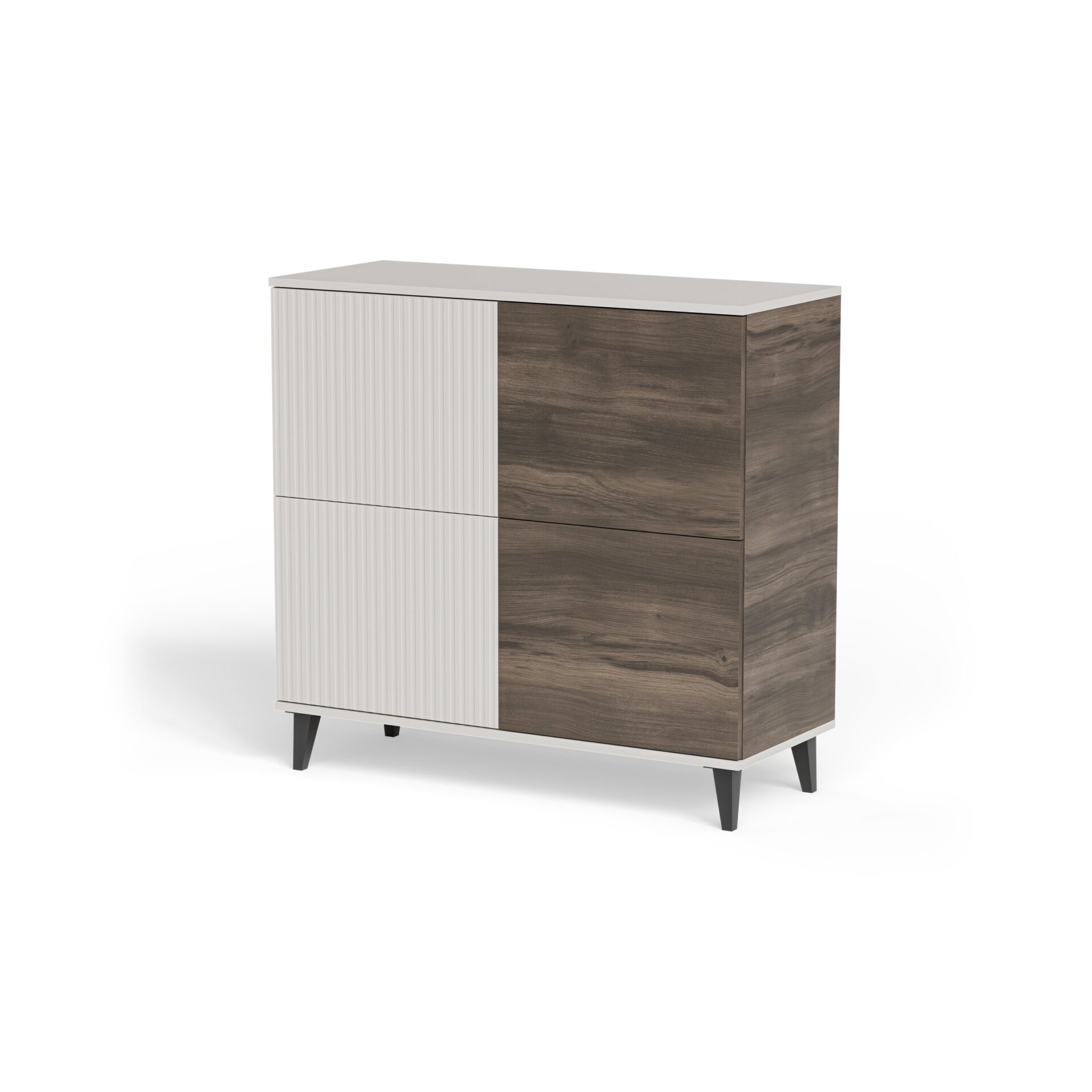 RANDOM 2 KM-2 komoda, spalva: kašmyras / riešutmedis / juoda