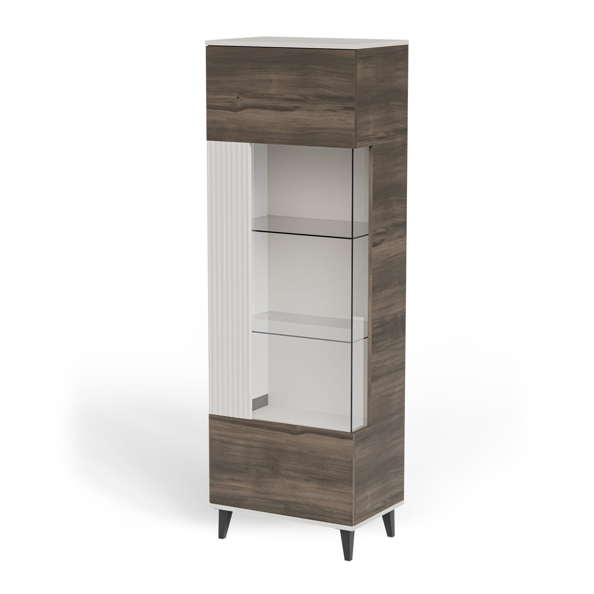 RANDOM 2 IN-1 vitrina, spalva: kašmyras / riešutmedis / juoda