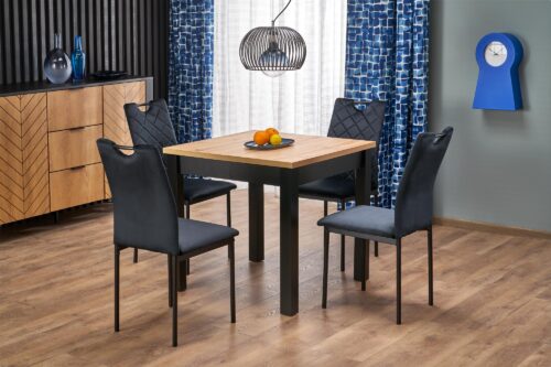 QUBIK prailginamas stalas, ąžuolas / juoda