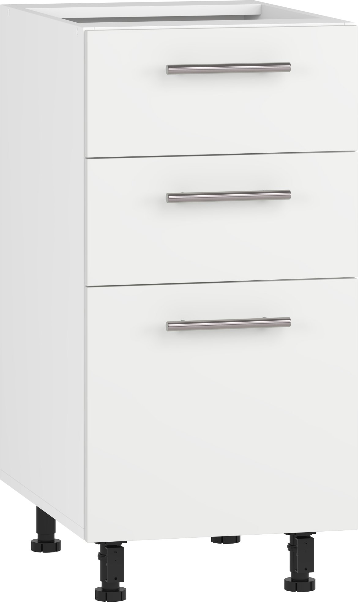 VENTO DS3-40/82 apatinė spintelė su stalčiais, spalva: balta/balta matinė