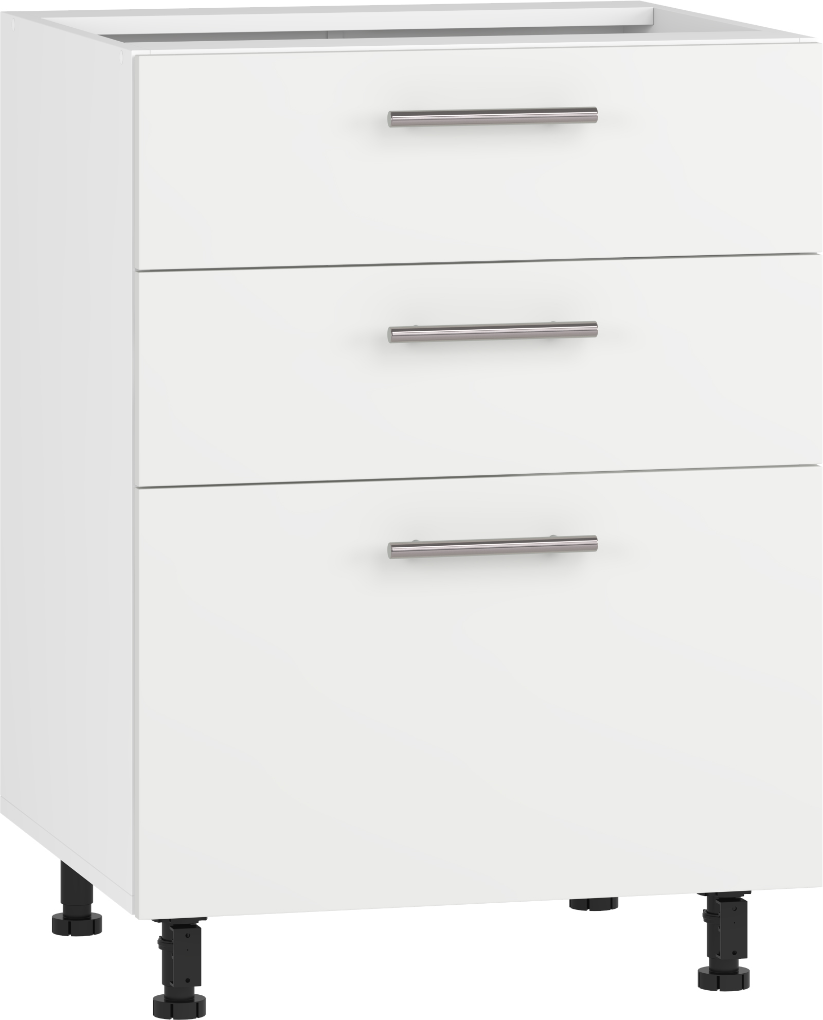 VENTO DS3-60/82 apatinė spintelė su stalčiais, spalva: balta/balta matinė