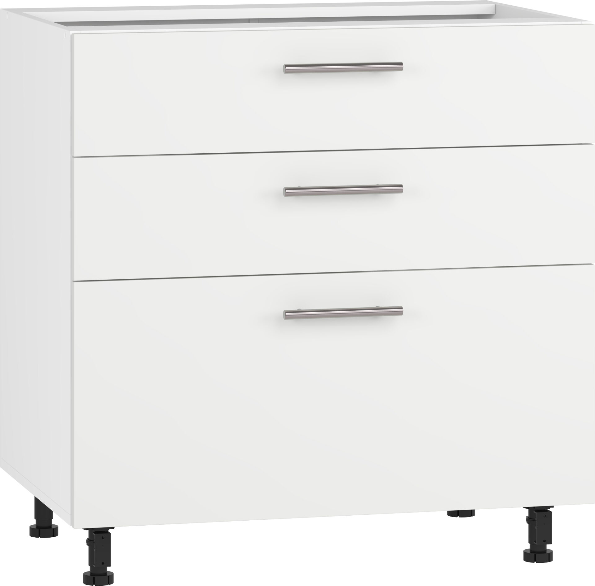 VENTO DS3-80/82 apatinė spintelė su stalčiais, spalva: balta/balta matinė