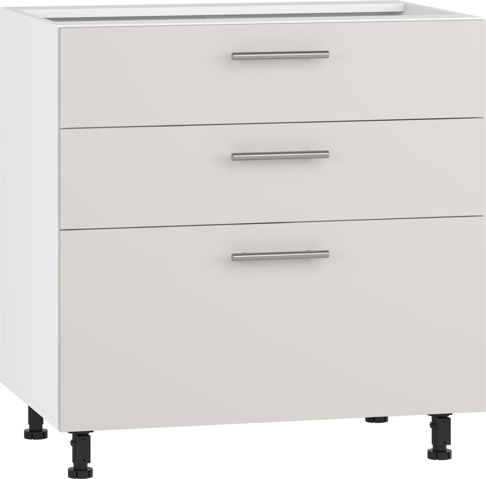 VENTO DS3-80/82 apatinė spintelė su stalčiais, spalva: balta / kašmyras