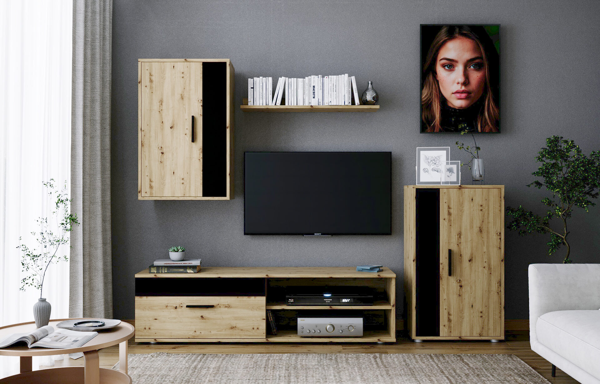 BENSON komplekto spalva: ąžuolas / juoda