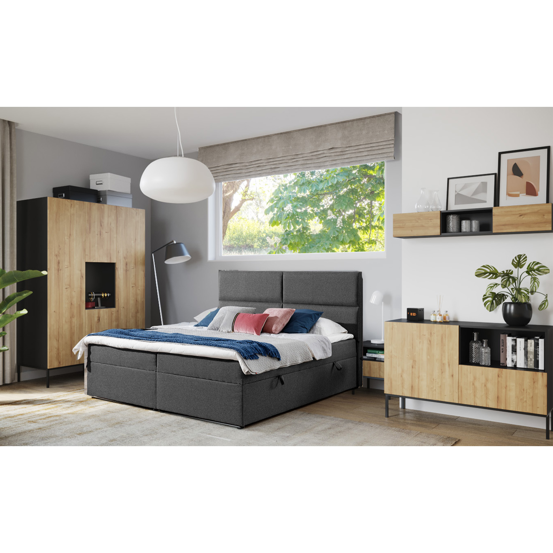 Lanzzi 120 komoda, matinė juoda/artisan ąžuolas — изображение 5