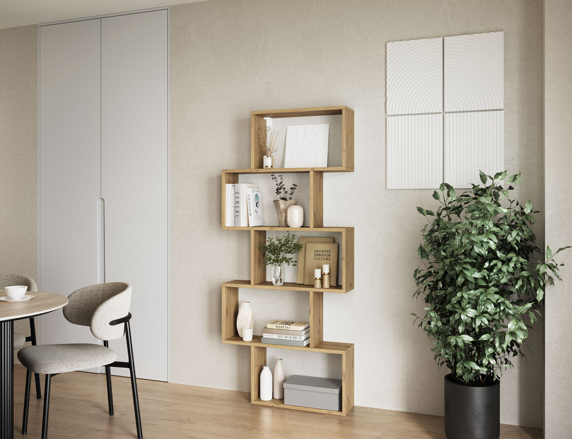 „Shellf Artisans“ ąžuolo knygų lentyna - Paveikslėlis 4