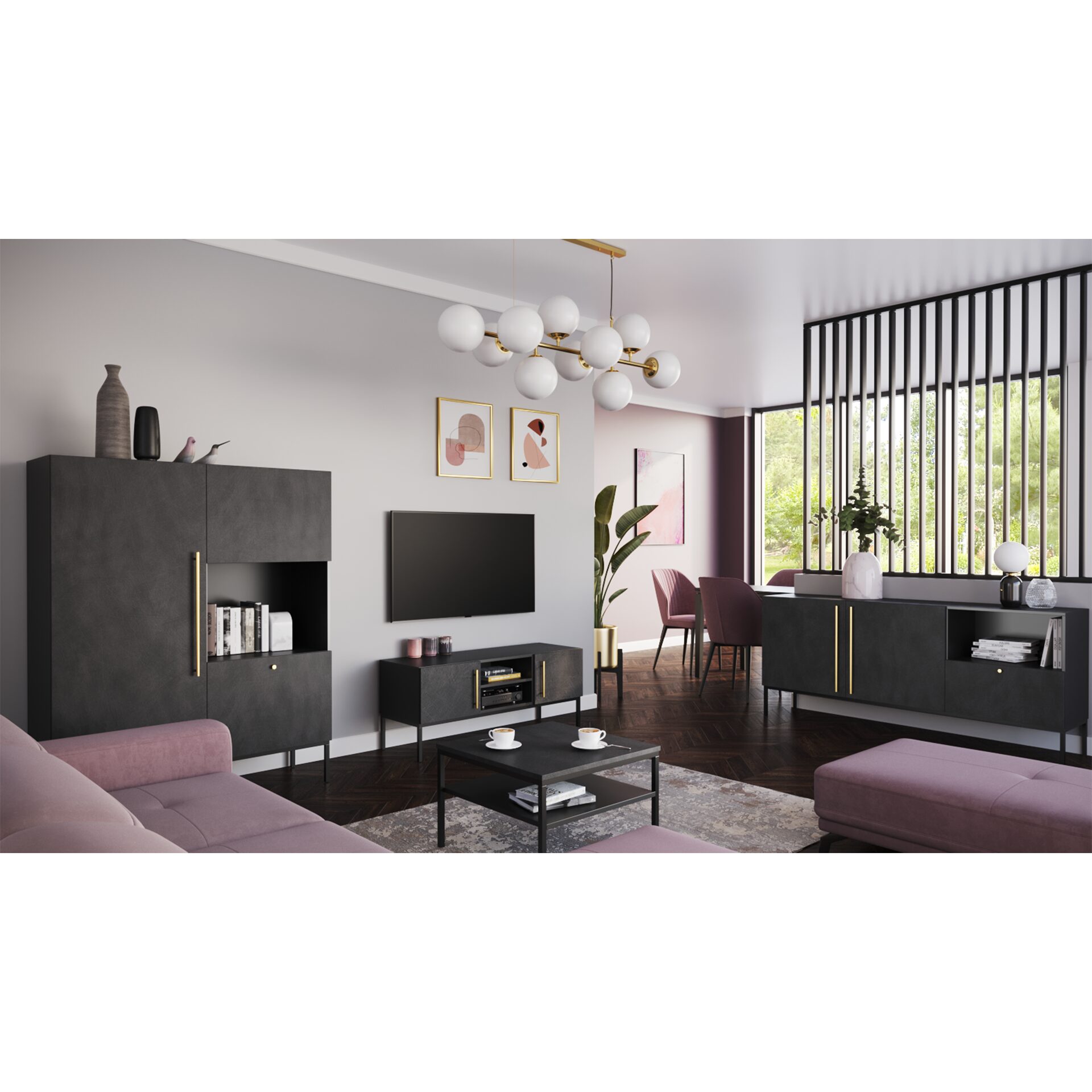 Lanzzi 120 TV spintelė, matinė juoda/matinė juoda — изображение 5