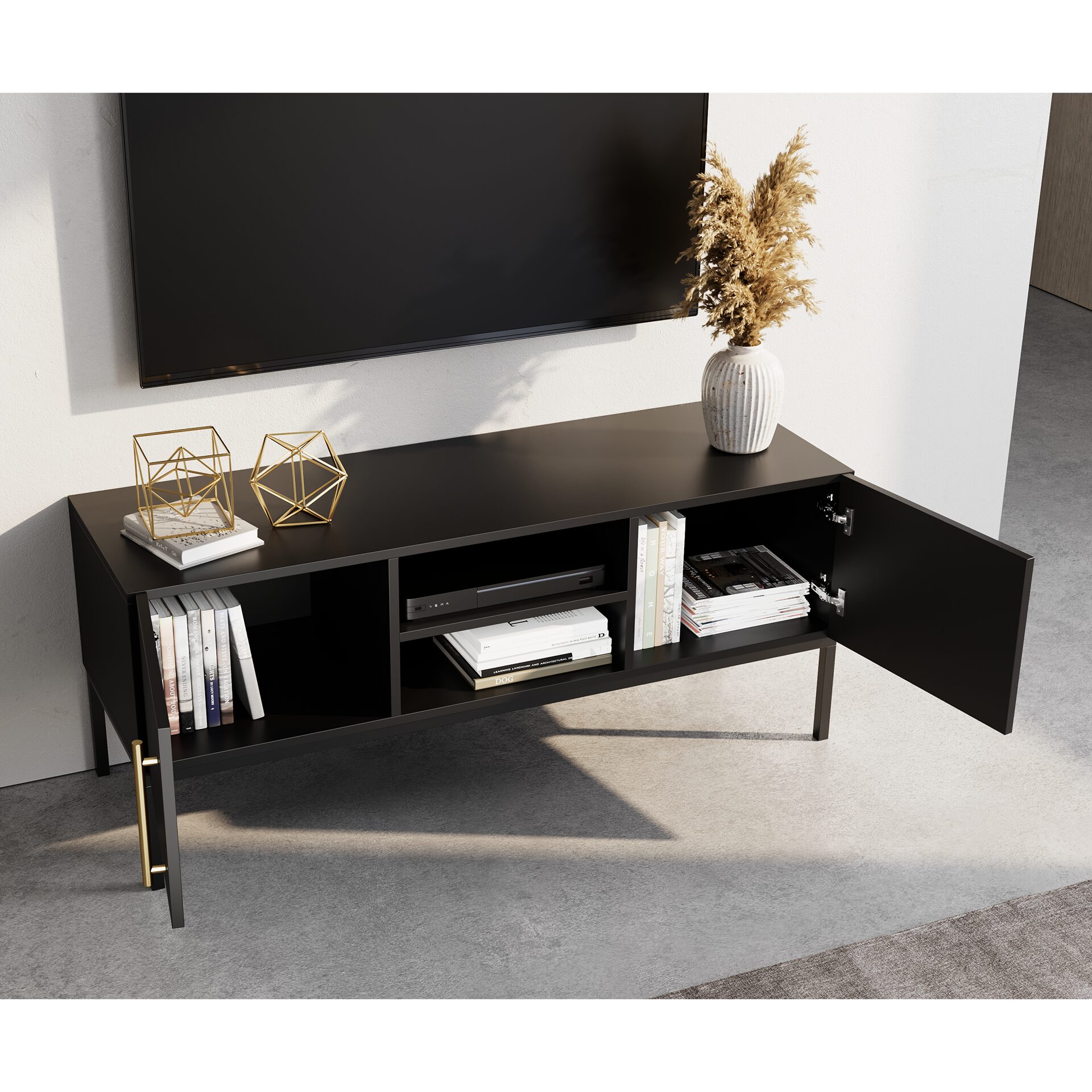 Lanzzi 120 TV spintelė, matinė juoda/matinė juoda — изображение 3