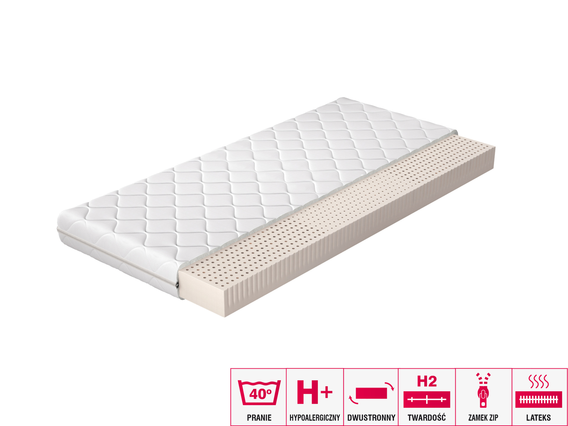 Milano latekso čiužinio užvalkalas, 90x200, hipoalerginis - Paveikslėlis 3