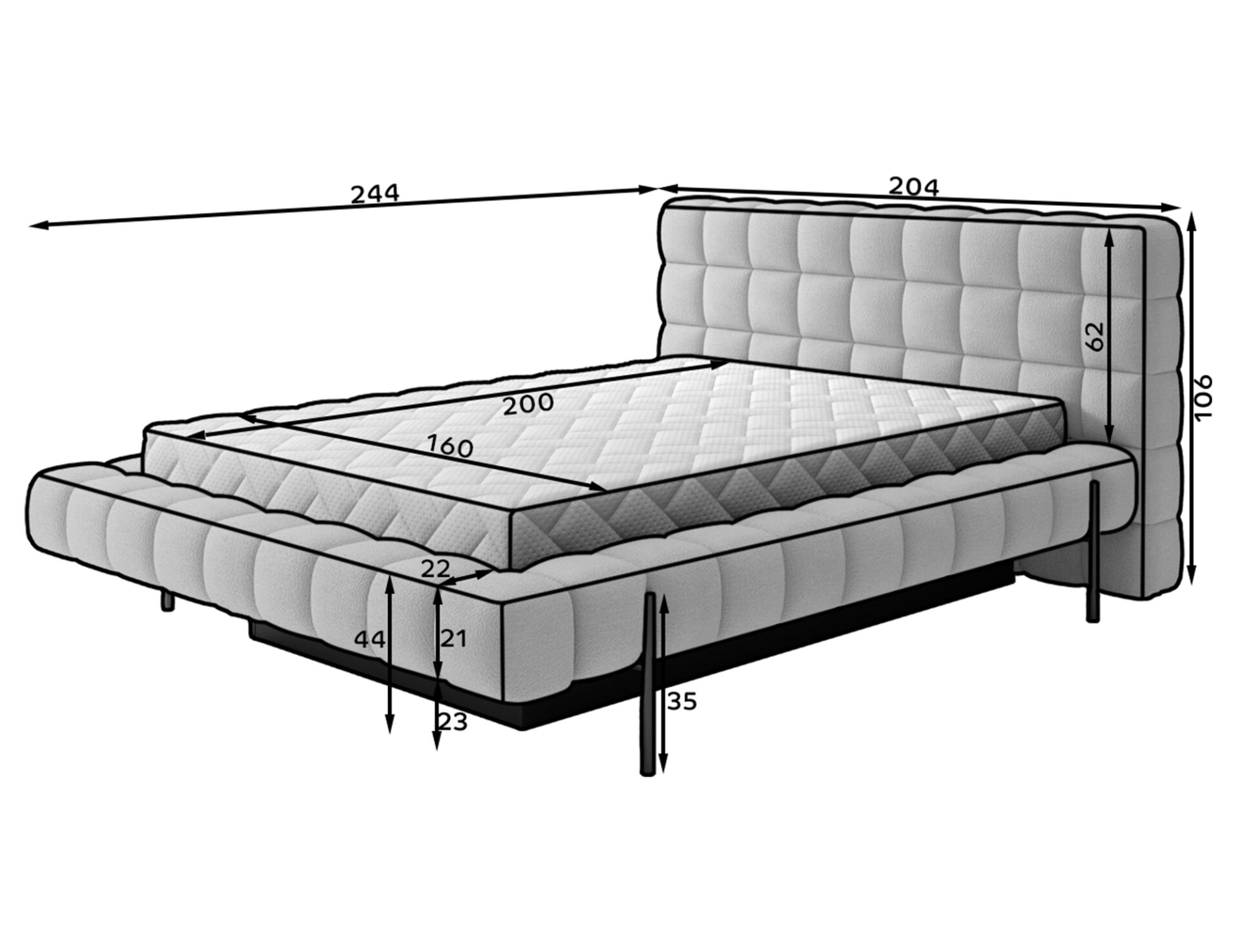 Purpurinė lova + metalinis rėmas/dujos/konteineris 160x200 - Paveikslėlis 11