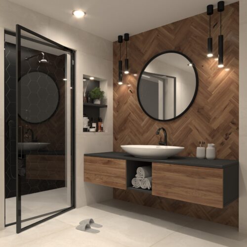 „Grace“ apvalus veidrodis, 80 cm, juodas