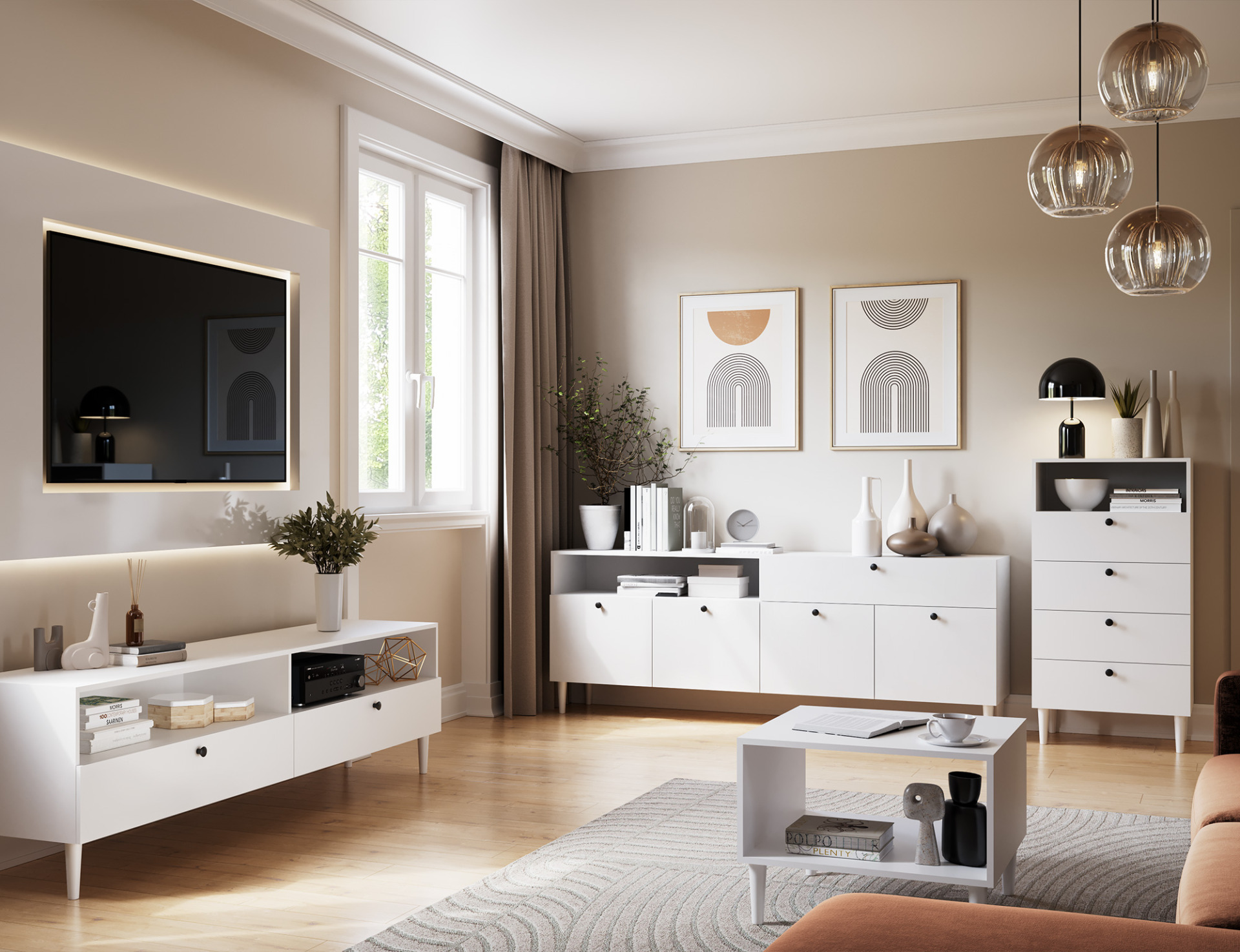 Dullum 200 komoda su stalčiais, balta - Paveikslėlis 13