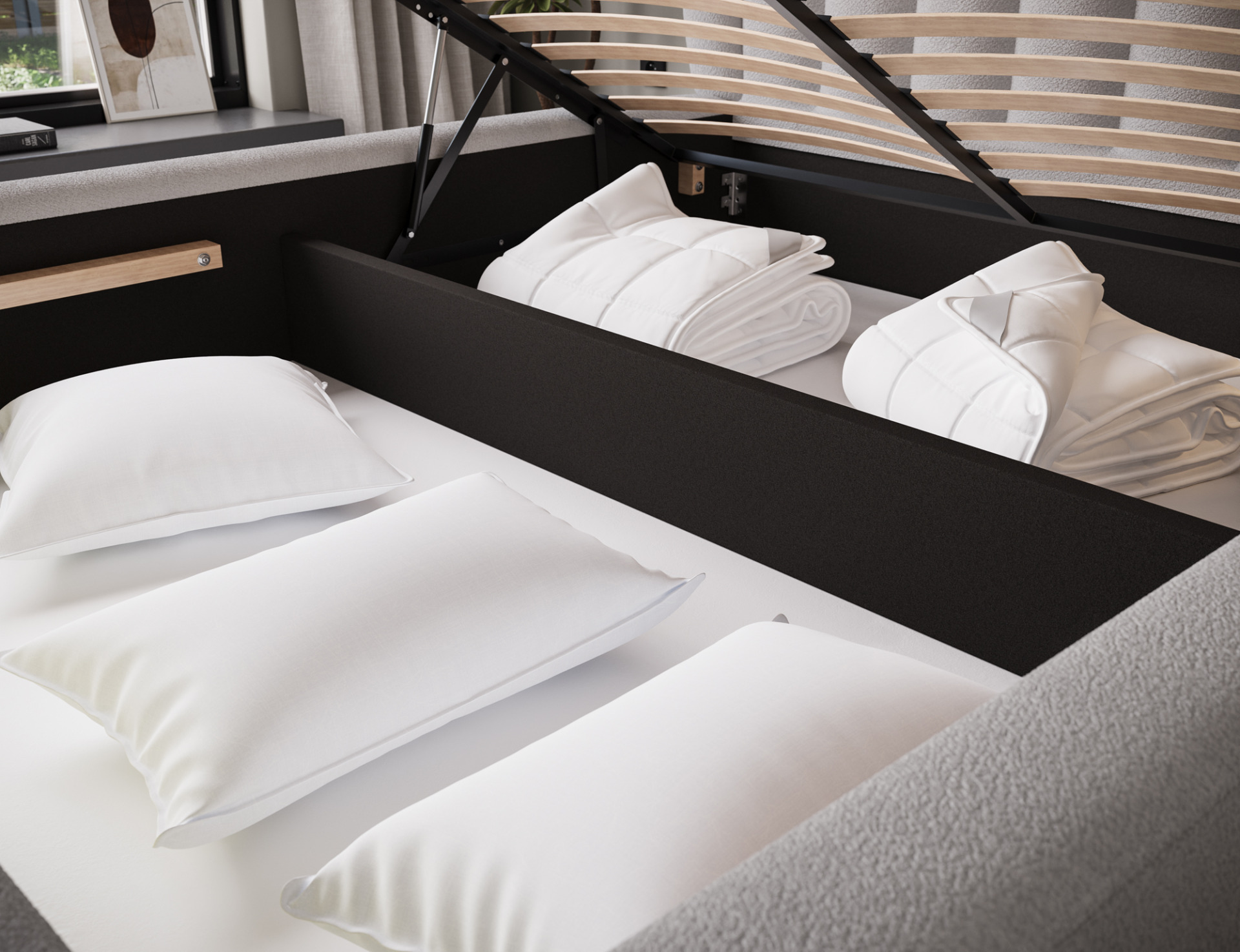 Lova „Tapedo“ + metalinis rėmas/dujos/konteineris 140x200 - Paveikslėlis 8