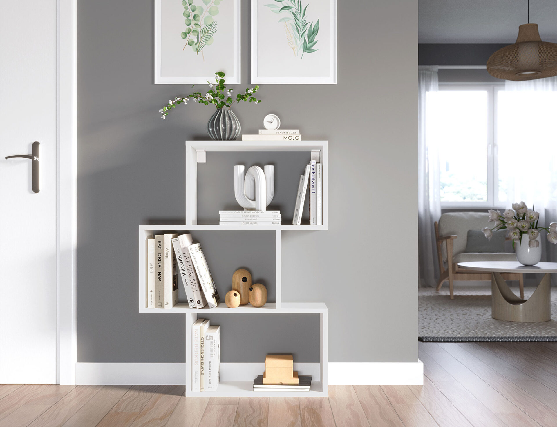 Evertti balta knygų lentyna - Paveikslėlis 2