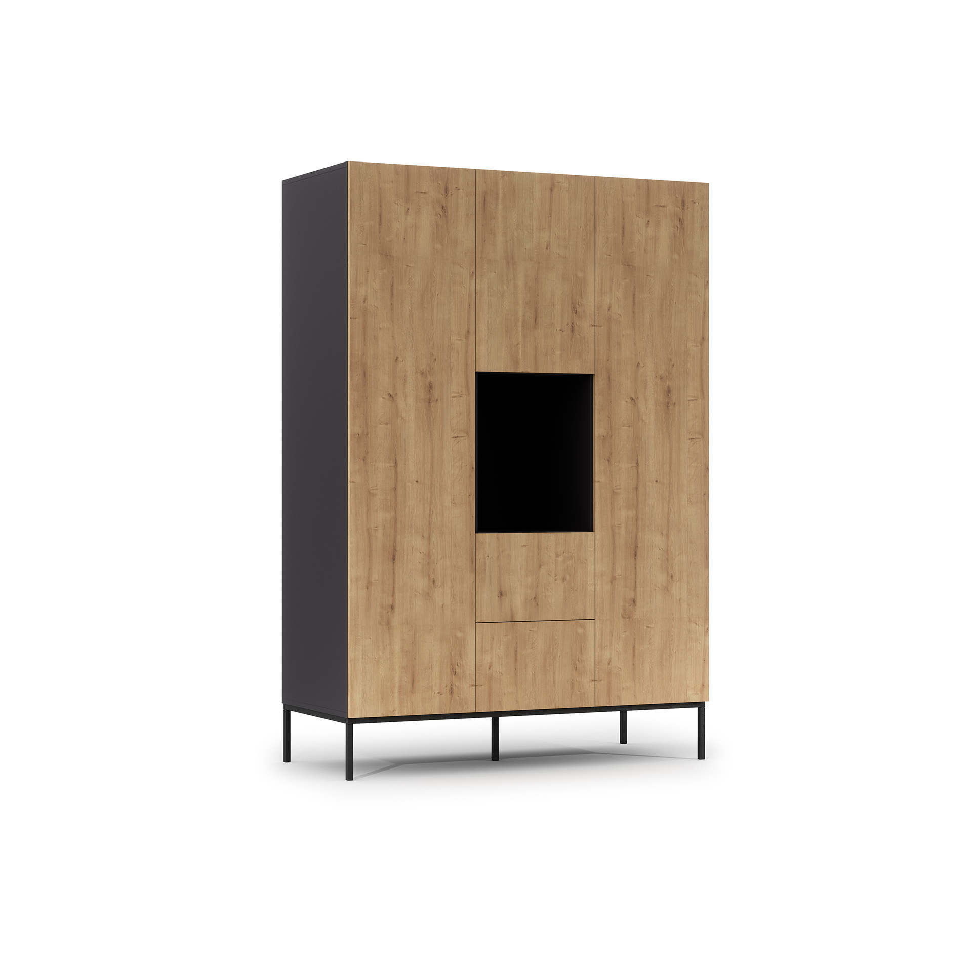 Lanzzi 135 spinta, matinė juoda/artisan ąžuolas