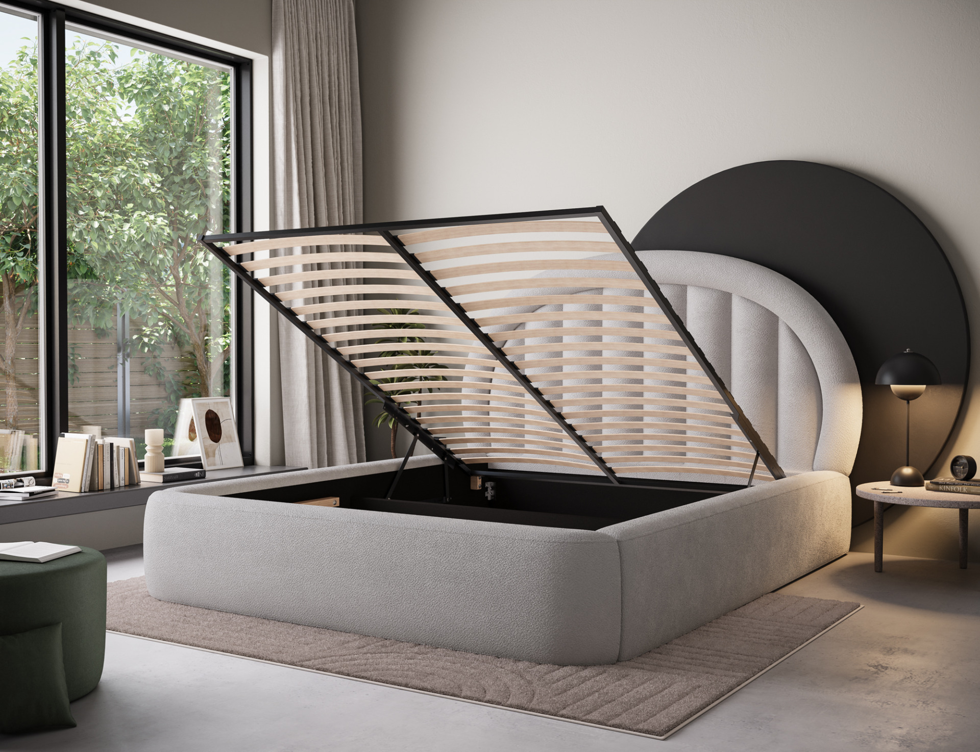 Lova „Tapedo“ + metalinis rėmas/dujos/konteineris 140x200 - Paveikslėlis 7