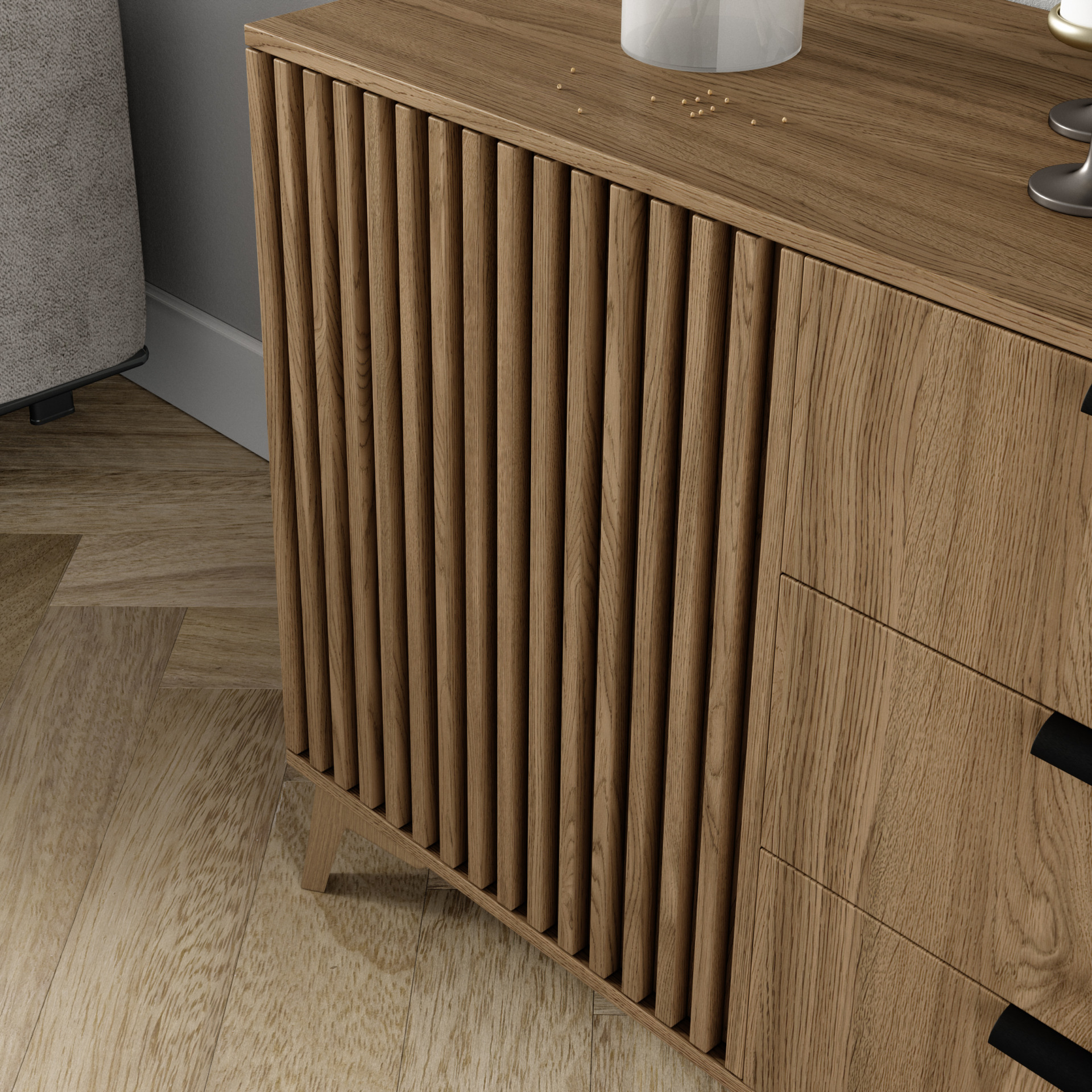 Entsian 150 Artisan ąžuolinė komoda su stalčiais — изображение 5