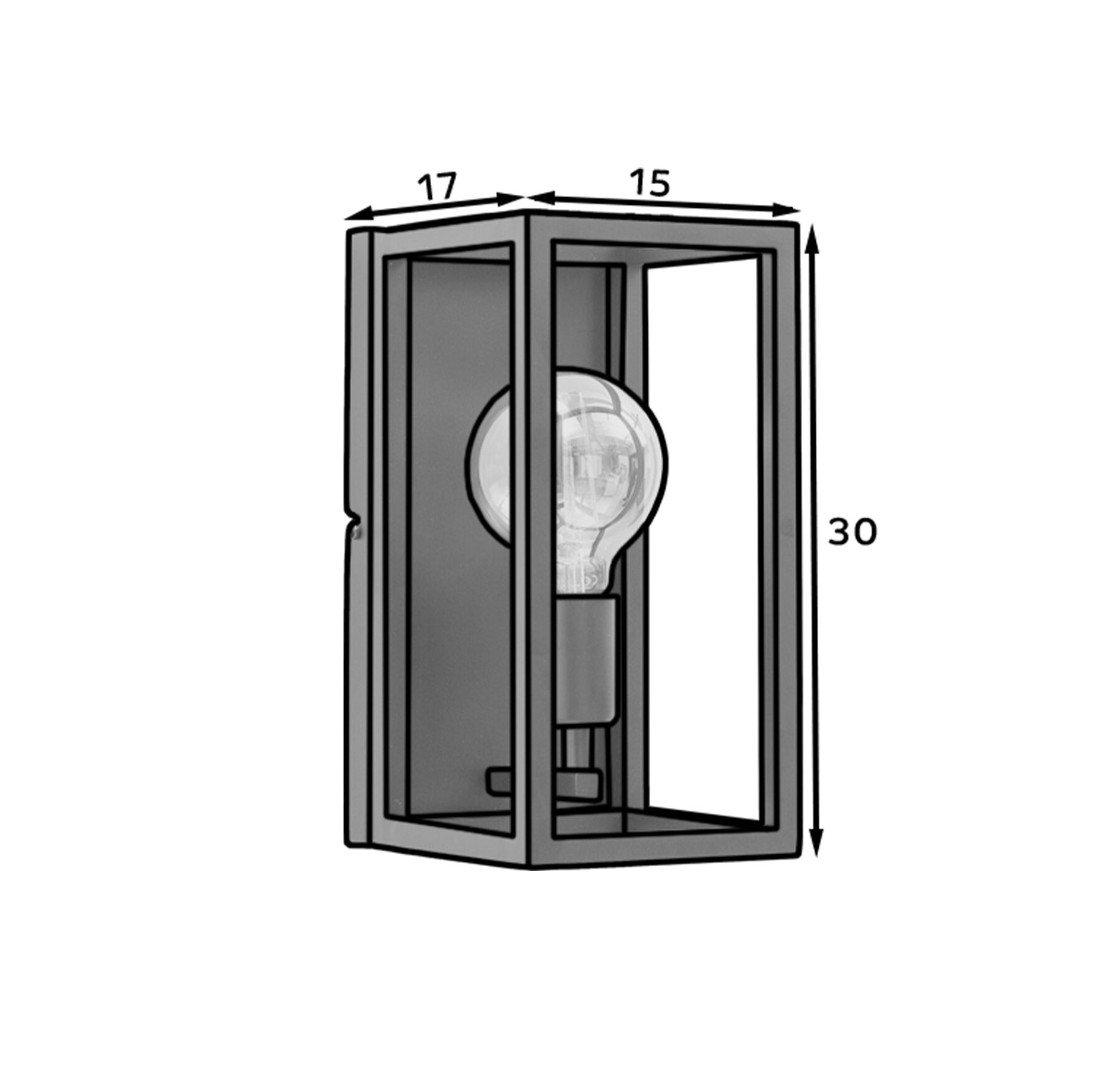 „Furtim“, 15 x 30 x 17 cm, sieninis šviestuvas, 1 juodas - Paveikslėlis 5