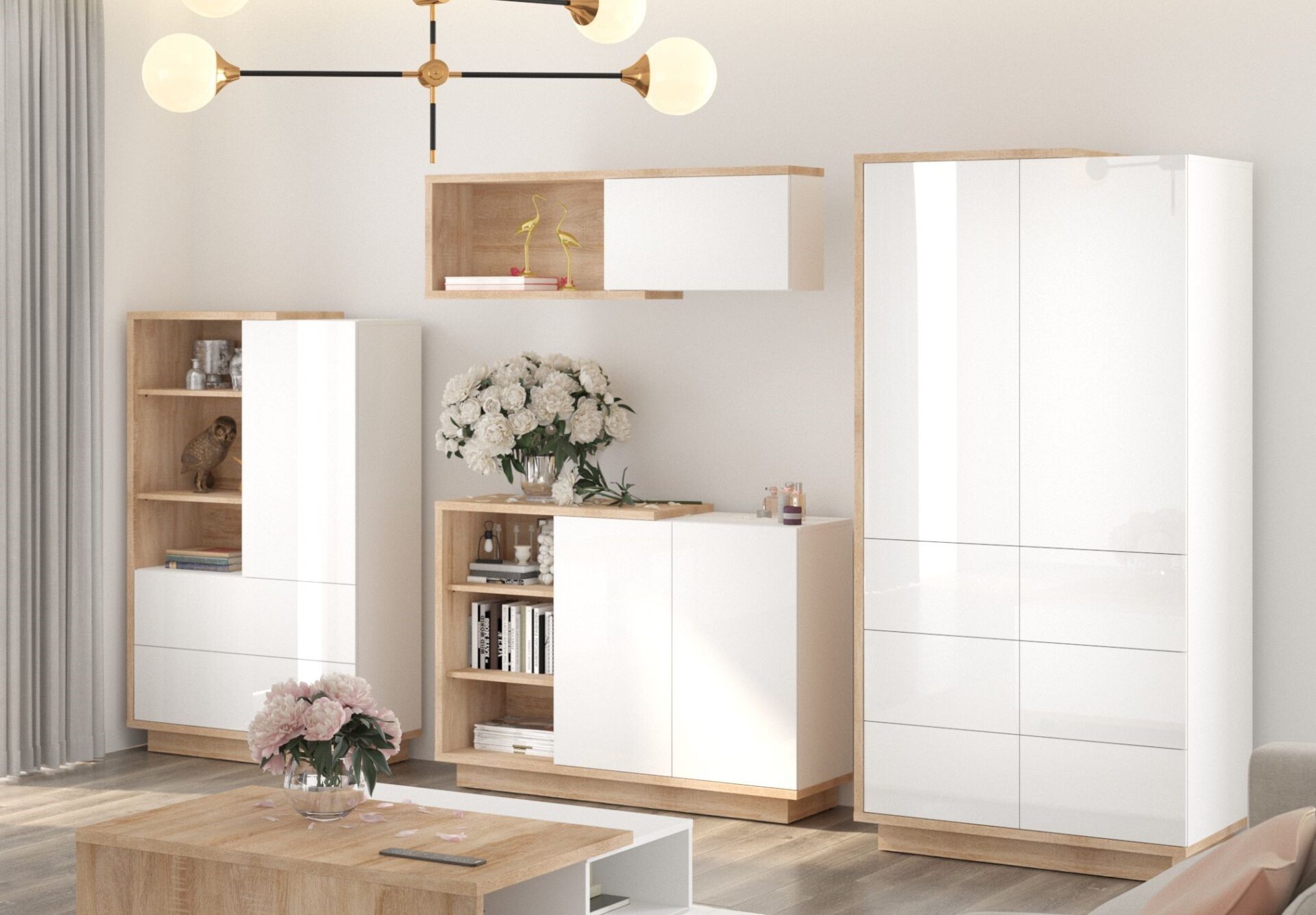 BRITA baldai #4 kambarių knygų lentyna komoda spinta lentyna Sonoma ąžuolas baltas blizgus