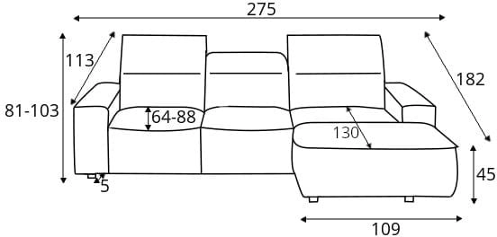Colombo Mini dešininė kampinė sofa su poilsio funkcija ir patalynės dėže Gr1 — изображение 3