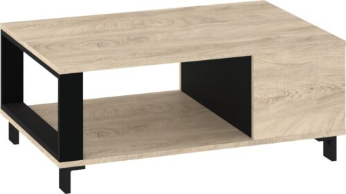 GAVES 04 baldai, modernus kavos staliukas svetainei, ąžuolo imitacijos, juoda