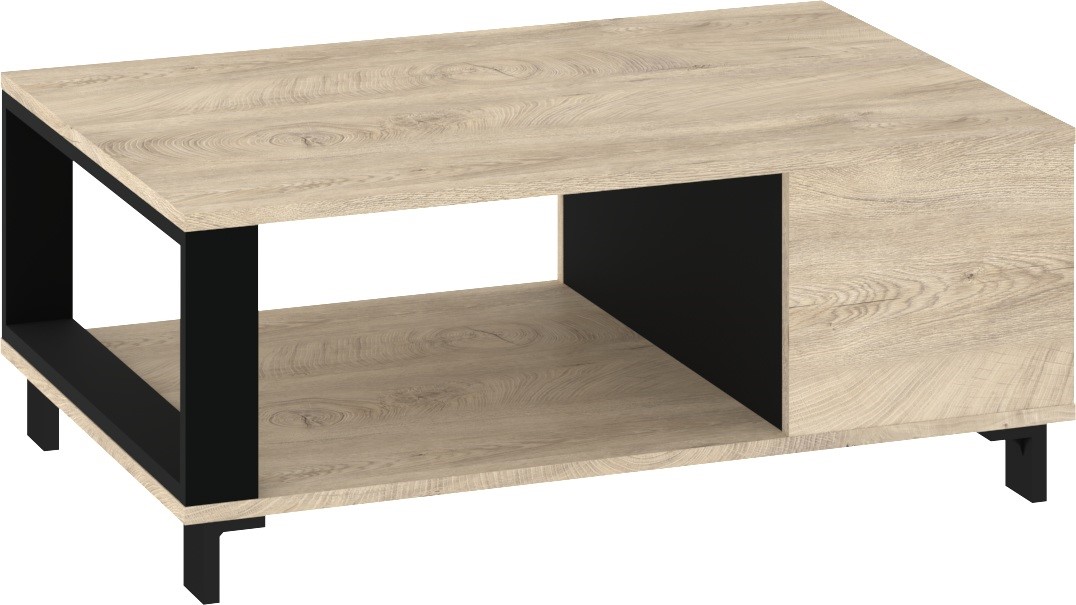 GAVES 04 baldai, modernus kavos staliukas svetainei, ąžuolo imitacijos, juoda