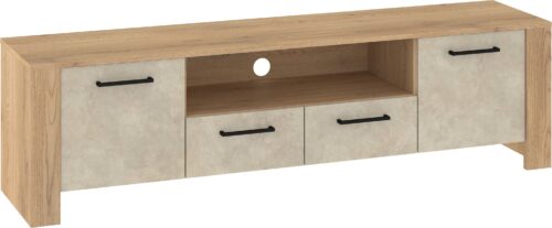 DELIS 11 baldų komoda stalas TV spintelė 175 kremonos ąžuolo granados migdolo spalvos