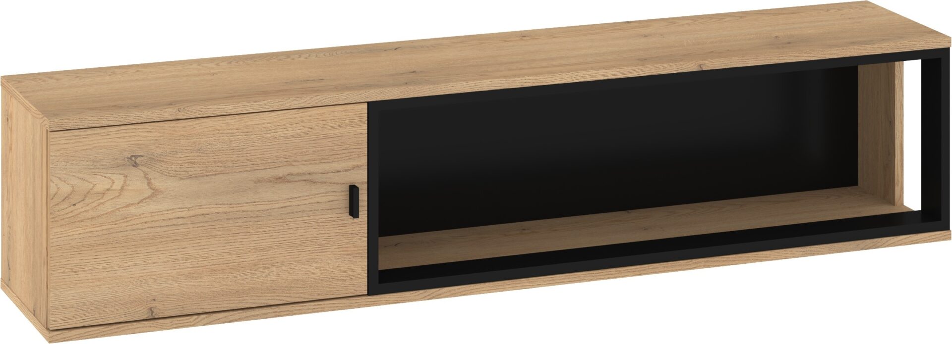 GAVES 16 baldai, sieninė lentyna, palėpė, ąžuolas „Cremona“, juoda