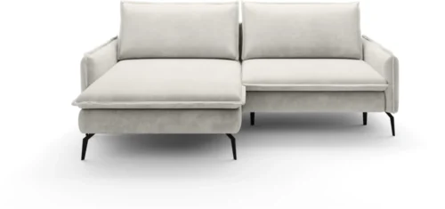 Blizgi kairės pusės kampinė sofa su DL miegojimo funkcija ir Gr1 patalynės dėže