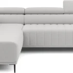 Kairysis kampinis sofa Gandi L Corner 120 su miegamąja funkcija, itališko tipo rėmu ir Gr1 konteineriu