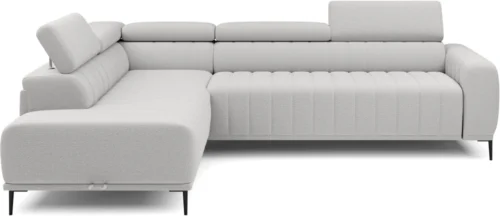 Kairysis kampinis sofa Gandi L Corner 120 su miegamąja funkcija, itališko tipo rėmu ir Gr1 konteineriu