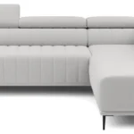 Dešiniojo kampo sofa Gandi L Corner 160 su miegamąja funkcija, itališko tipo rėmu ir Gr1 konteineriu