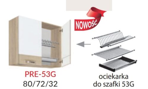 Viršutinė spintelė 80 cm su džiovykle Premio PRE-53G