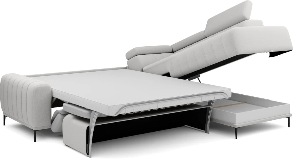 Dešiniojo kampo sofa Gandi L Corner 160 su miegamąja funkcija, itališko tipo rėmu ir Gr1 konteineriu — изображение 2