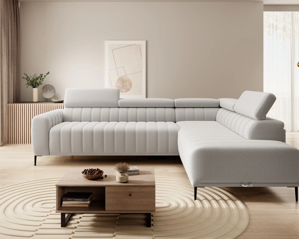 Dešiniojo kampo sofa Gandi L Corner 160 su miegamąja funkcija, itališko tipo rėmu ir Gr1 konteineriu — изображение 5