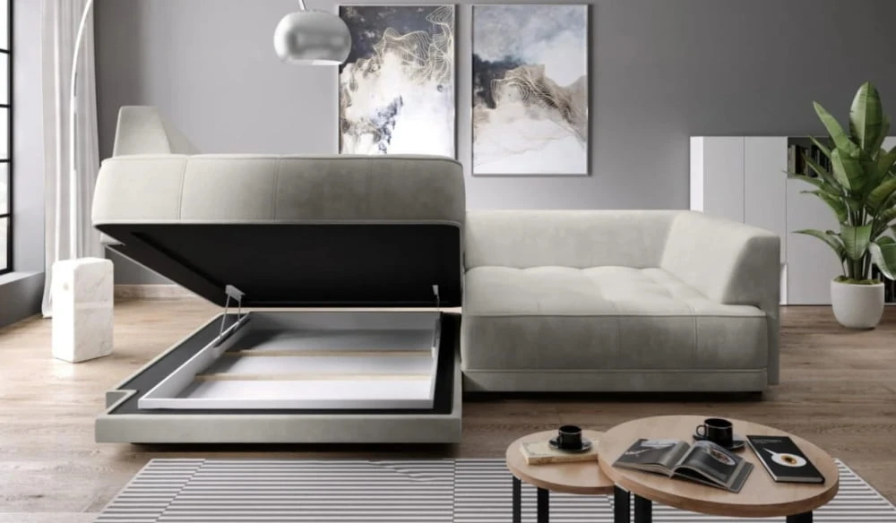 „Tigabox“ kairės pusės kampinė sofa su elektra ištraukiama sėdyne ir patalynės dėže Gr1 - Paveikslėlis 6