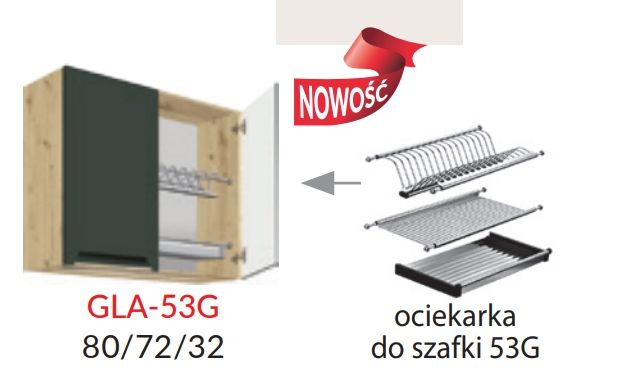 Viršutinė spintelė 80 cm su džiovykle Glamour GLA-53G