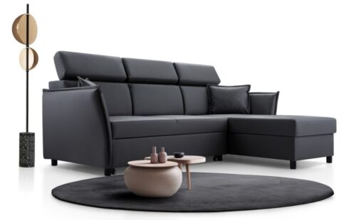 Moris išskleidžiama kampinė sofa su galvos atramomis