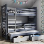 ROLAND III trivietė dviaukštė lova su stalčiais 80x181 cm