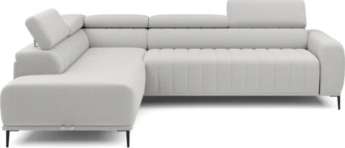 Kairysis kampinis sofa Gandi L Corner 140 su miegamąja funkcija, itališko tipo rėmu ir Gr1 konteineriu