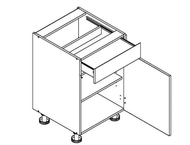 Apatinė spintelė 60 cm su stalčiumi, D60, S/1, P/L, Nina
