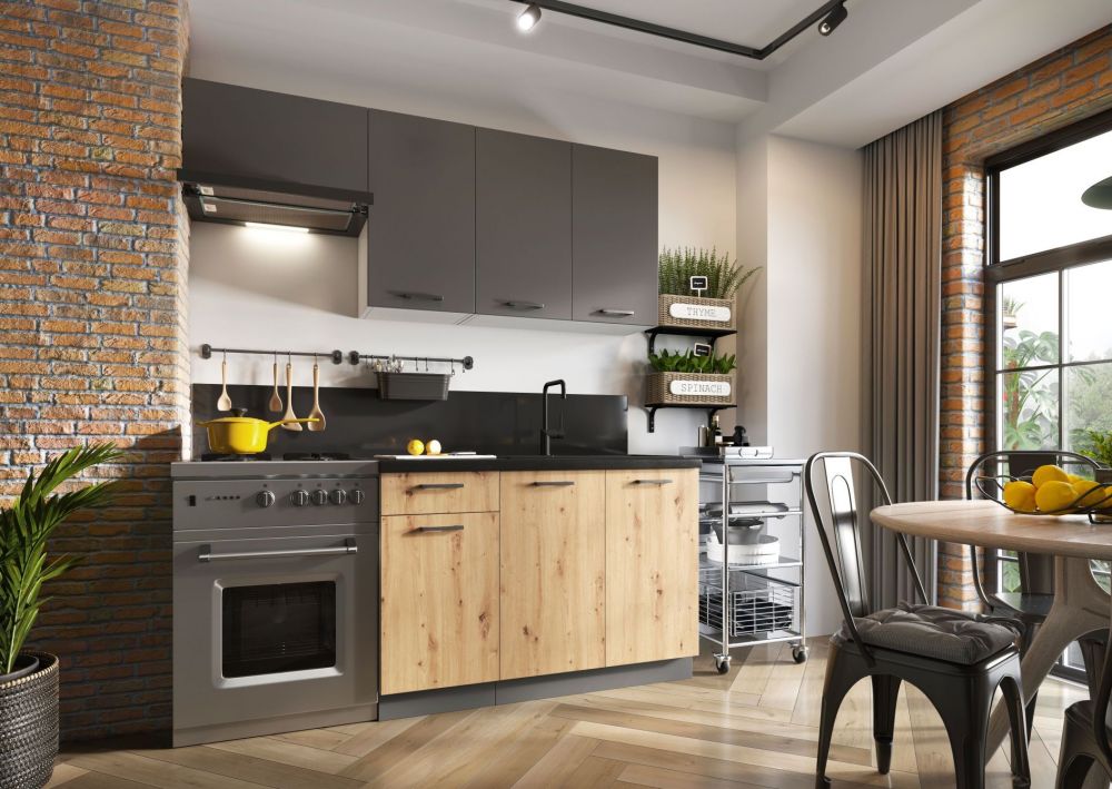 „Clara“ virtuvė 120–180 cm, „Artisan Oak/Peak“ – SPECIALUS PASIŪLYMAS