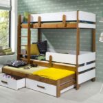 ETTORE III trivietė dviaukštė lova su stalčiais 80x200 cm