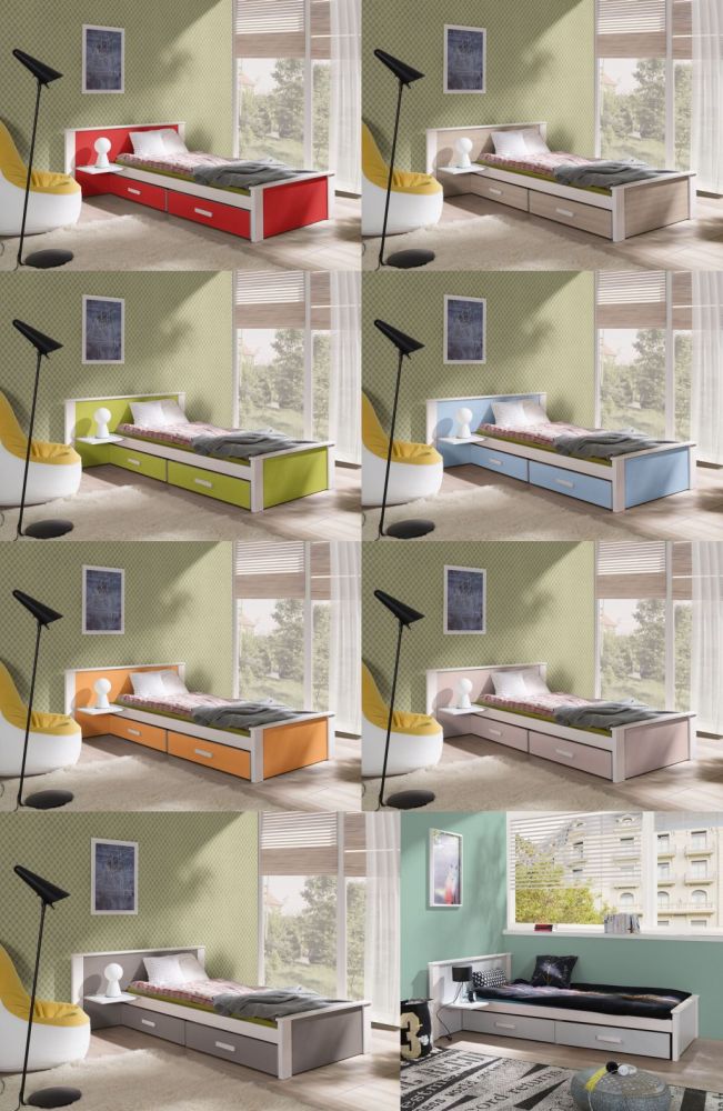 ALDO PLUS lova su stalčiais ir lentyna 90x200 cm - Paveikslėlis 2