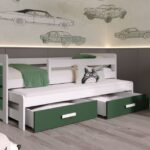 FODEN II dvivietė vaikiška išskleidžiama lova su apsauginiu turėklu 80x181 cm