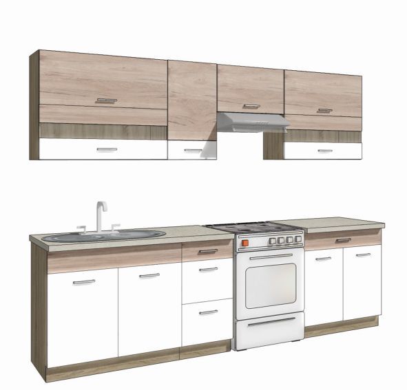 Econo virtuvės komplektas B plus 270 cm be stalviršio