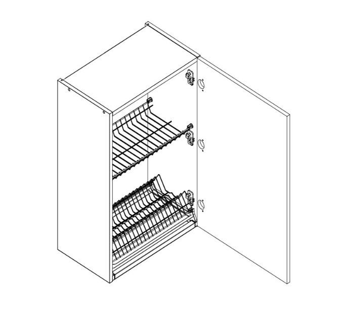 Sieninė spintelė 60 cm su džiovykle W60SU ALU R/L Nina