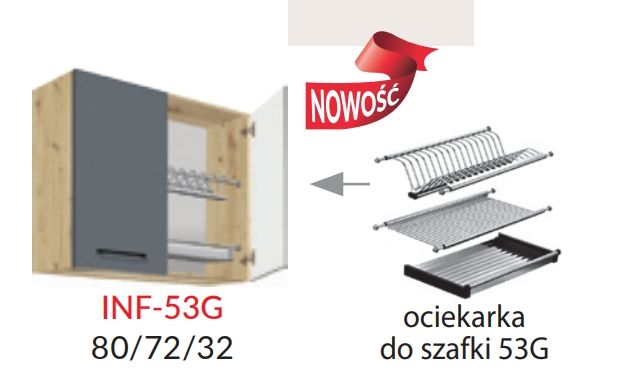 Viršutinė spintelė 80 cm su džiovykle Infinity INF-53G