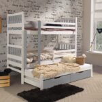 KARIM III trivietė dviaukštė lova su stalčiais 90x200 cm